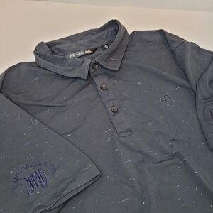 Travis Mathew Polo Shirt Men's Extra Large Black All Over Print Golf Performance